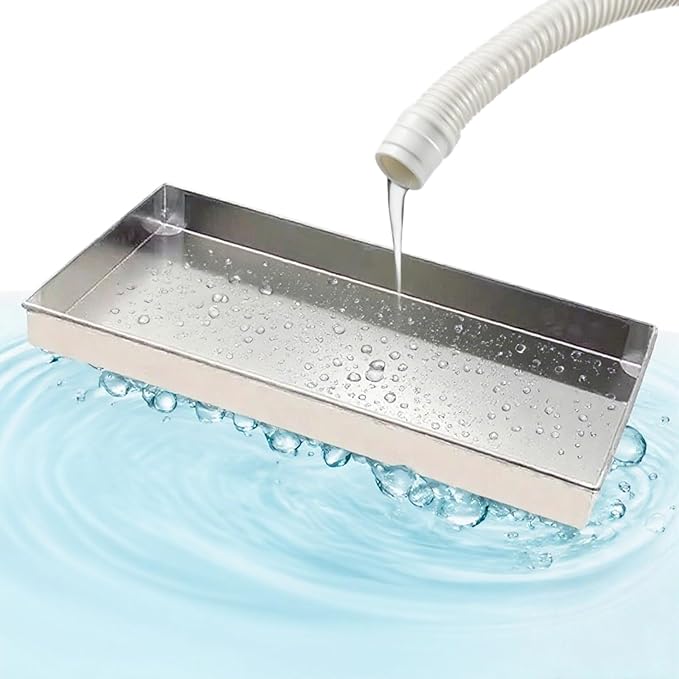 Heavy-Duty Stainless Steel Drain Pan for Washing Machines - Rectangular Washer Tray (40x10cm/16x4in) - Floor Protection &amp Oil Change Replacement Pan Durable &amp Long-Lasting