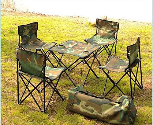 HUAWELL Lightweight Camping Chair 5-Pack Folding Portable Seat Stool with Shoulder Strap Perfect for Outdoor Traveling Camping Picnic Fishing (Camouflage 5 Piece Set)