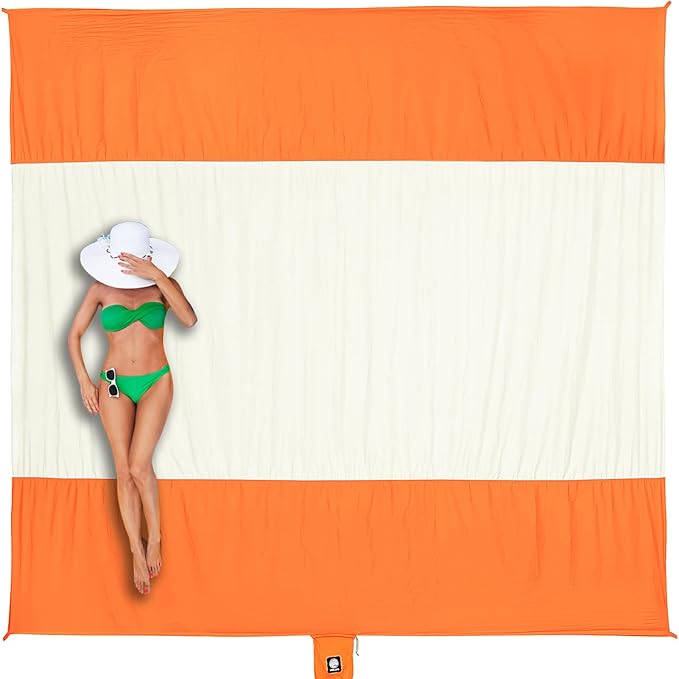 WEKAPO Beach Blanket Sandproof Waterproof Extra Large Beach Mat Oversized &amp Compact Sand Free Quick Drying Beach Essentials for Vacation Cruise Picnic &amp Camping with Stakes
