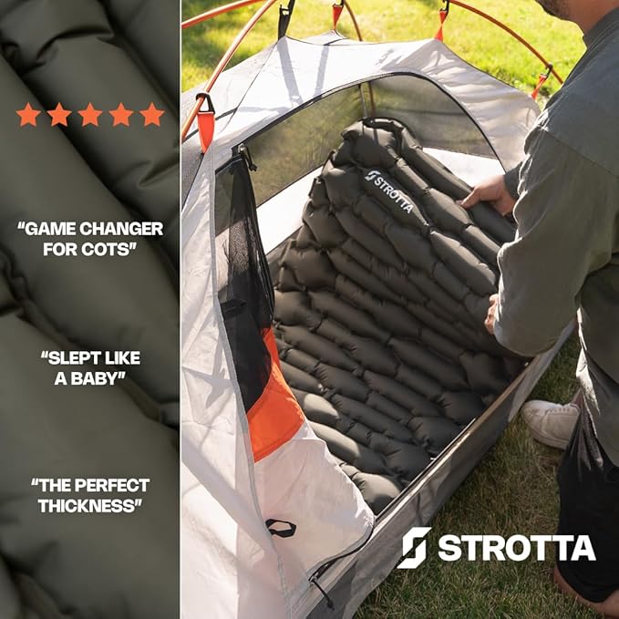 ANGORA BRANDS Inflatable Sleeping Pad for Camping &amp Backpacking – Lightweight 2.1” Thick Compact Sleeping Mat 25” Wide Portable Pad for Hiking Travel &amp Outdoor Use