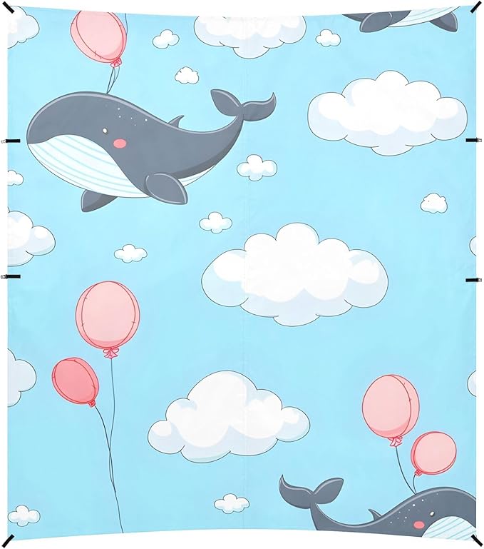 Cartoon Whale Camping Sun Shelter Beach Tent Portable Beach Sun Shade Outdoor Canopy for Camping Trips Fishing Picnic