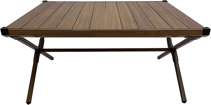 Aluminum Roll-Top Camping Table Dark Brown