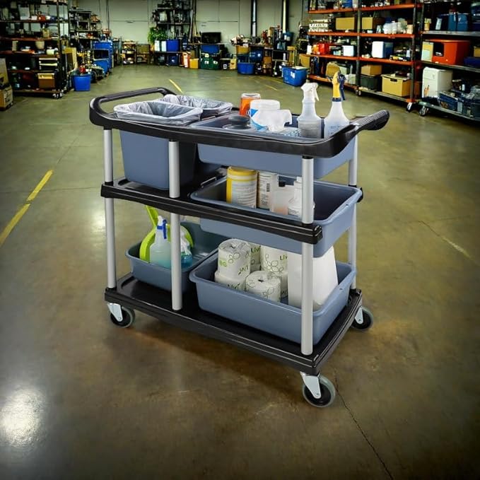 Commercial Products Standard Bus Box/Utility CartGray Large Bus Tub Plastic Heavy Duty Restaurant Wash Basin/Dish Washing Tub for Kitchen Organization/Storage (THA52)