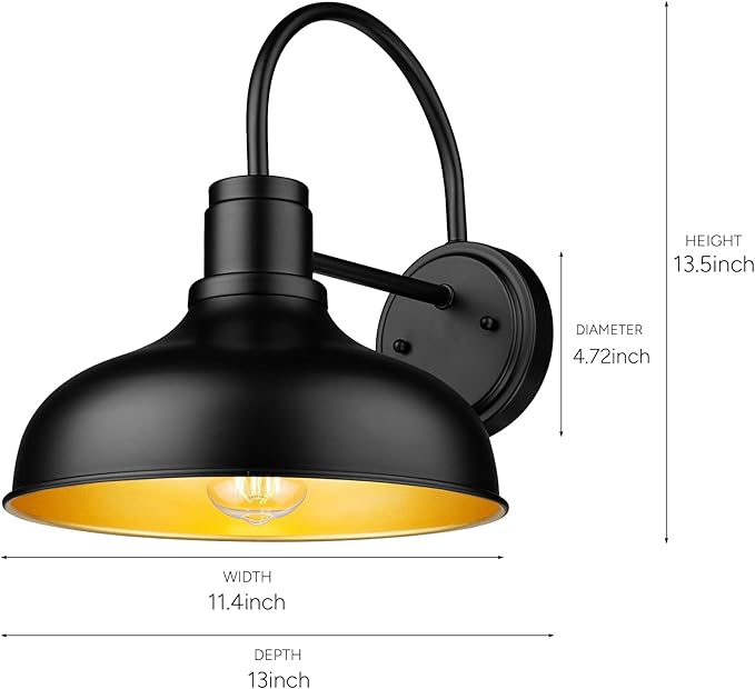 ALLGOT Outdoor Farmhouse Barn Lights Exterior Wall Mount Lights Vintage Wall Lighting Fixture Industrial Outdoor Sconce Lighting for Garage Front Door Porch Patio(Black 4 Pack)