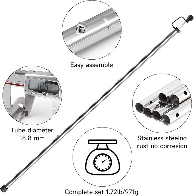 SAN LIKE Tent Poles for Tarp - 90 in Set of 4 Telescoping Canopy Poles for Rooftop Tents Camping &amp Trekking Awning