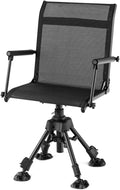 DORTALA Portable Hunting Chair 360 Degree Swivel Hunting Blind Chair w/Adjustable Height Comfortable Armrests Folding Deer Hunting Seat for Blinds Camping 330 LBS Weight Capacity Black