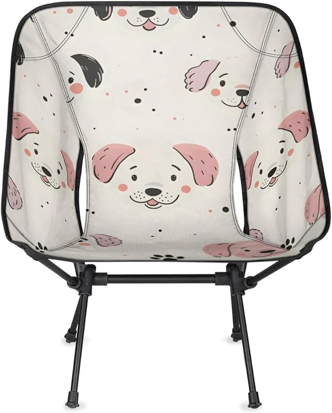 Honeybaby Folding Camping Chair Dogs Cute Paw Print Camping Chairs Lightweight Portable Chair Outdoor Foldable Chairs for Camping Travel Picnic Beach Hiking
