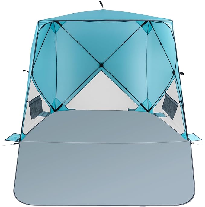 Beach TentBeach Sun Shelter with UPF 50+UV Protection with Extendable Floor mat for 3-4 Person Waterproof Portable Easy Setup Beach Canopy Shade Tent for Outdoor Camping Picnics