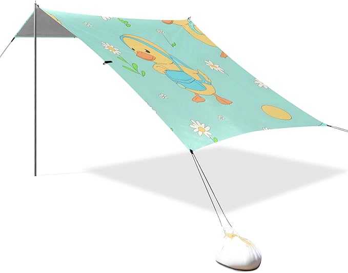 Simple Little Yellow Duck Camping Sun Shelter Beach Tent Portable Beach Sun Shade Outdoor Canopy for Camping Trips Fishing Picnic