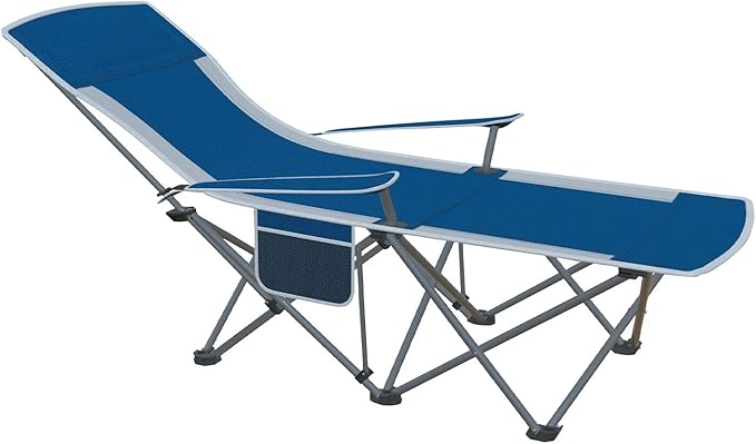 Folding Beach Chair Recliner for Adults - Heavy Duty 300lbs Camping Chair with Adjustable Backrest &amp Footrest Portable Outdoor Lounge Chair for Backyard Fishing Travel