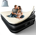 VINGLI Deluxe Air Mattress with Built-in Pump 18 Raised Blow Up Mattress with Soft Flocked Top Leakproof Inflatable Mattress for Camping Home Guestswith Storage Bag (Luxury Kaqi Queen)
