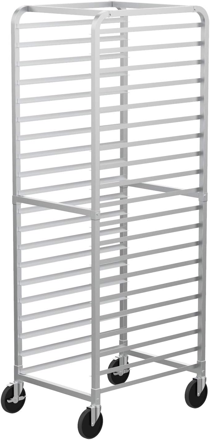 VINGLI 20-Tier Bakery Rack Commercial Stainless Steel Sheet Pan Rack with Brake Wheels for Kitchen Restaurant Pizzeria …