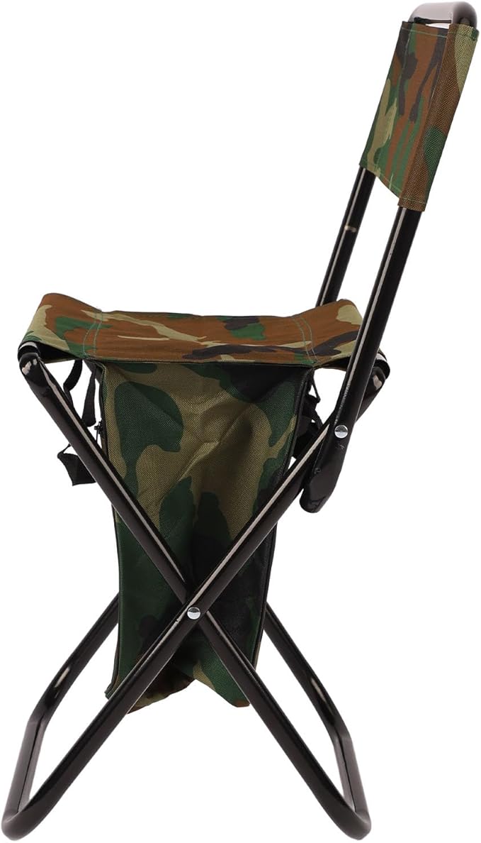 EVTSCAN Camping Chair Steel Pipe Oxford Cloth Portable Folding Chair Stool with Bag for Fishing Picnic Beach Camouflage
