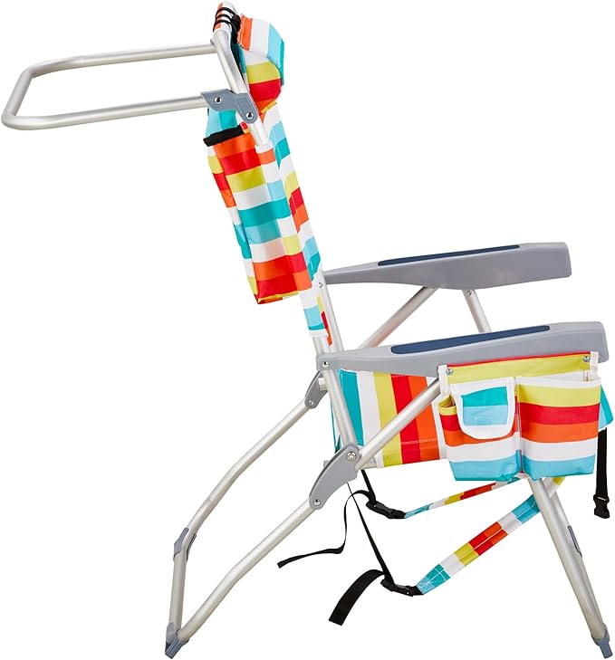 Lightweight Folding Beach Chair with Adjustable Back Cup Holder &amp Storage Pouch for Outdoor Activities