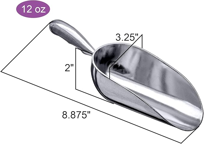 Amazing Abby - Elsa - 12-Ounce Aluminum Ice Scoops (Set of 2) Cast Aluminum Utility Scoops Food-Grade Good for Home and Commercial Use NOT Dishwasher-Safe Hand-Wash Recommended