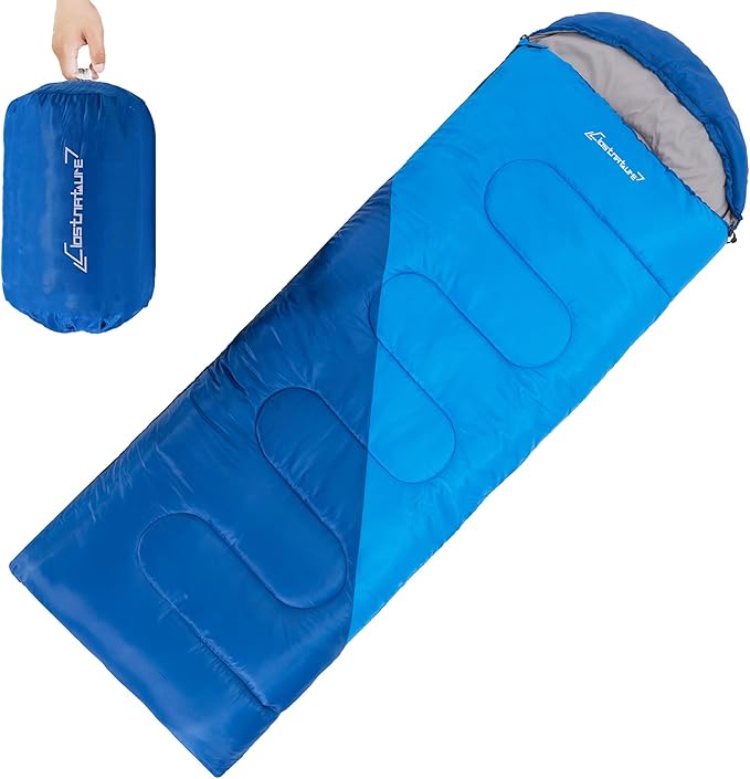 Clostnature Sleeping Bag for Adults and Kids - Lightweight Camping Sleeping Bag for Girls Boys Youths Ultralight Backpacking Sleeping Bag for Cold Weather - Compression Sack Included(Right Zipper)