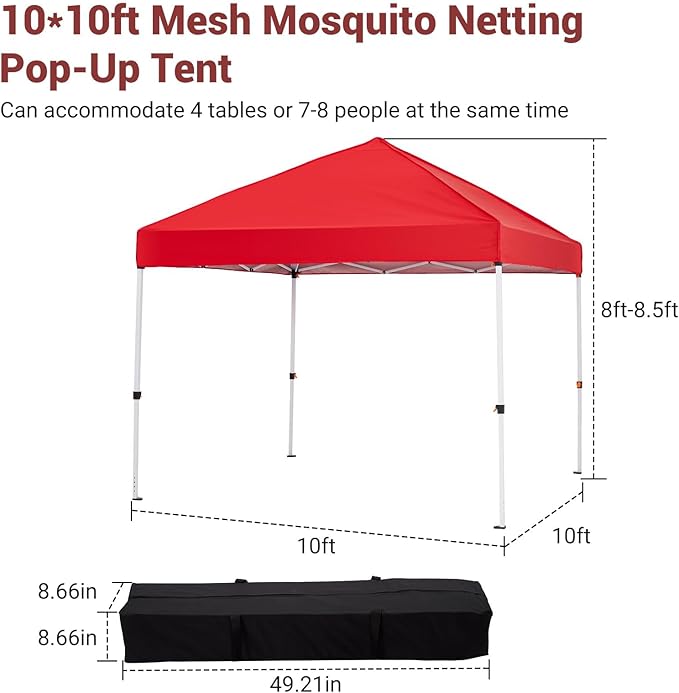 GarveeHome Easy Setup Pop-Up Canopy Tent 10x10ft – Waterproof Outdoor Gazebo with Removable Sidewall UV Protection Portable Sun Shelter for Camping Patio Backyard Events – Classic Model