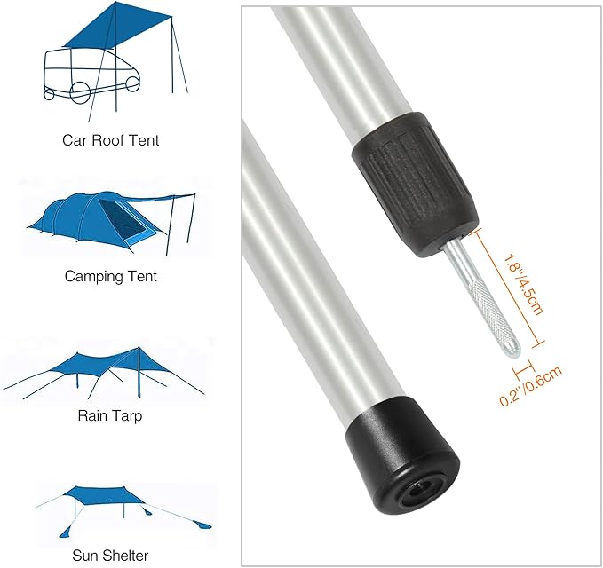 REDCAMP Aluminum Adjustable Camping Tarp Poles Set of 2 90 Telescoping Lightweight Tent Poles for Shelter Hammock Rain Fly Awning