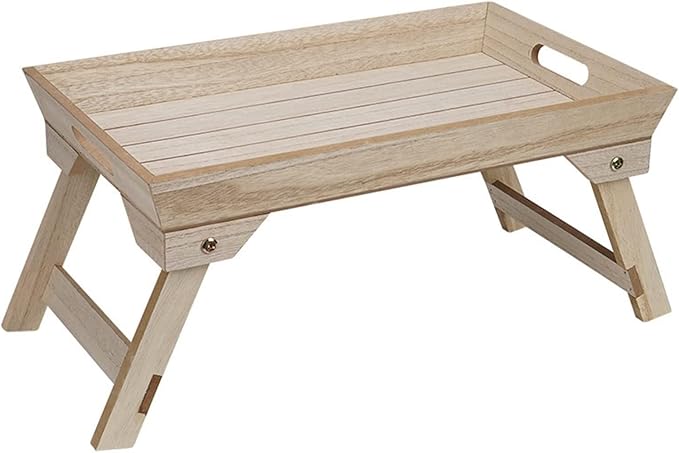 Camp Table Portable Bamboo Bed Breakfast Tray Folding Laptop Desk Tea Serving Table Coffee Picnic Holder Outdoor Camping Table (White)