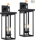 tewei 22 Inch Large Outdoor Wall Lights Dusk to Dawn Exterior Lighting Fixtures Black Modern Porch Light Outdoor Wall Lantern Sconce Lights for House Garage with Clear Glass Shade E12 Base 2 Pack