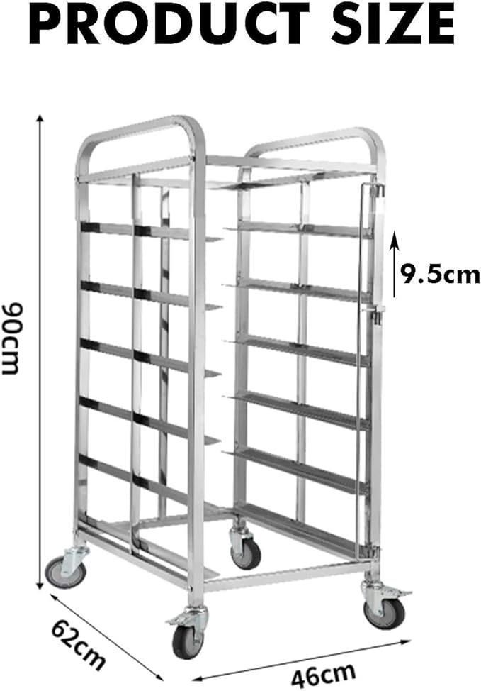 Quick Rack for Baking PansStainless Steel Bread Pan Rack with Wheels – Kitchen Baking Tray Storage Organizer for Home – Heavy Duty Mobile Space-Saving Design (170x62x46cm)