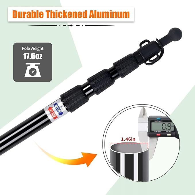 AYAMAYA Tarp Poles - Telescoping Camping Tent Poles Replacement Upgraded 4-Section Heavy Duty Aluminum Rods with Stakes &amp Guylines for Tents Rain Fly Camping Shelter Awning Canopy RV Car Set