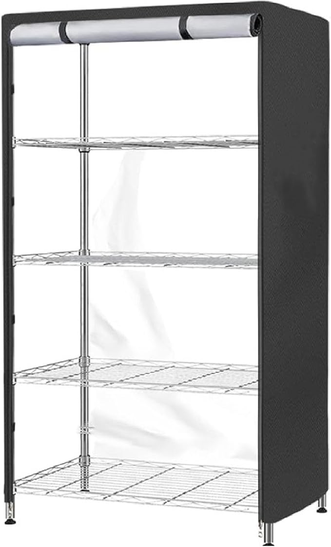 Shelf Cover for Outdoor Wire Shelving Unit Storage Rack Cover with Zip and Hook Loop Fastener 36x18x72 Inch 210D Oxford Fabric