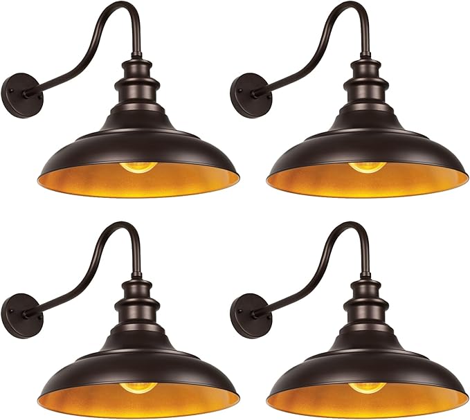 Exterior Farmhouse Barn Light 16 Inch Vintage Outside Garage Light Fixtures 4PCS Anti-Rust Waterproof Outdoor Light for Patio Frontdoor Entryway Doorway