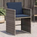 Patio Chairs with Cushions 4 pcs Gray Poly Rattan Outdoor Furniture Comfortable Seating Durable Garden Chairs with Removable Cushions for Patio Garden Lawn and Backyard
