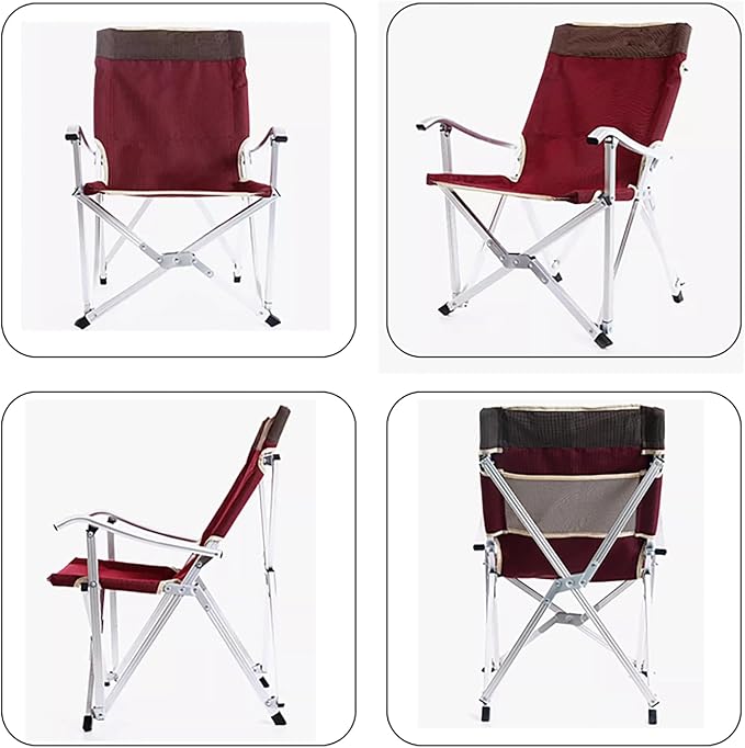 Portable Folding Camping Chair Lightweight Aluminum Frame Oxford Cloth Seat Compact with Carry Bag for Beach Picnic Fishing Hiking Outdoor Travel red