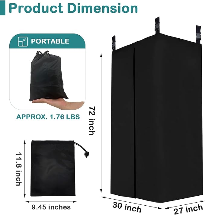 Privacy Curtain Tent for Boats 420D Hanging Changing Room &amp Shower Awning for Pontoon Waterproof Portable Shower Awning Under Bimini Top with Built in Mesh Bag 30 L x 27 W x 72 H