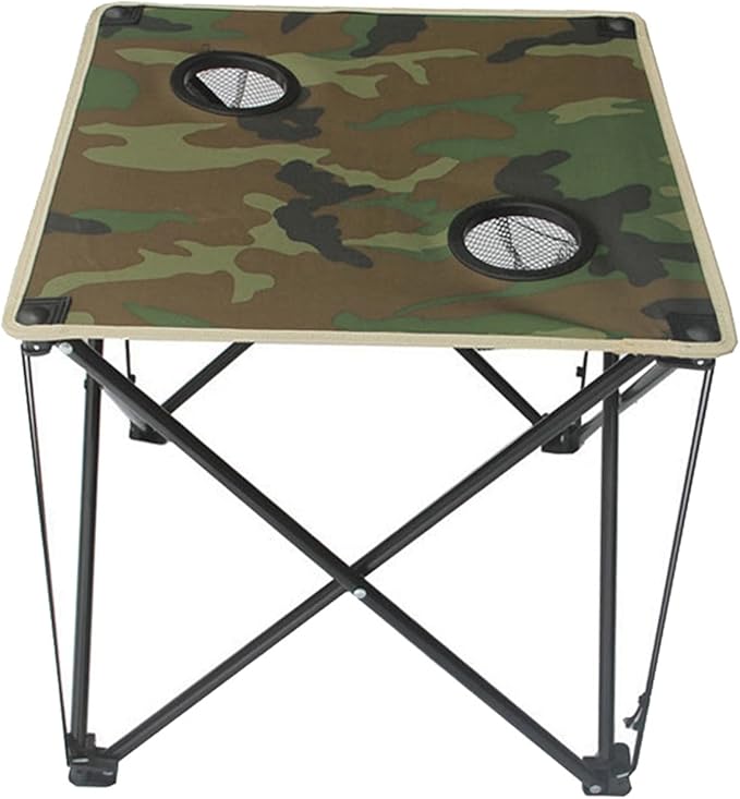 Camping Table Chairs Outdoor Portable Camouflage Table and Chair Set with Handbag and 2 Cup Holders 45x45x40cm