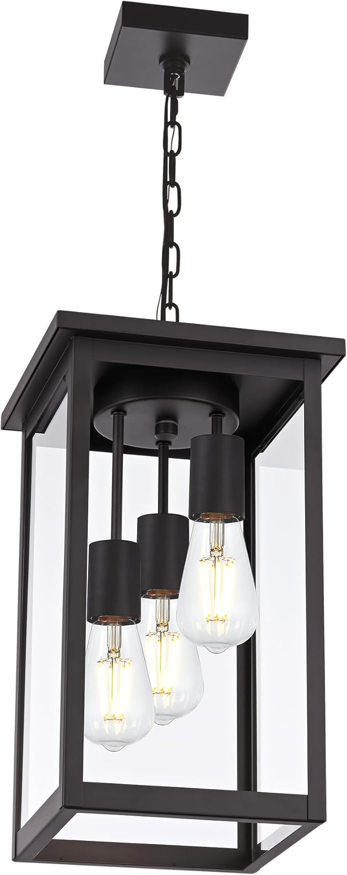 TODOLUZ 3-Light Large Outdoor Pendant Light Fixtures with Height Adjustable Porch Hanging Lighting E26 Bulb Base in Oil Rubbed Bronze Exterior Ceiling Lamp for Entrance Patio Garden