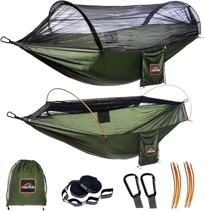 Professional Camping Hammock with Mosquito Net Lightweight Portable Double Hammock with Two 10 FT Hammock Tree Straps 230T Nylon Hammock for Camping Hiking Yard Backpacking