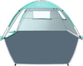 Glymnis Beach Tent Sun Shelter for 4 Person with UPF 50+ UV Protection Lightweight &amp Easy Setup Beach Shade Canopy with Vent Windows &amp Zippered Door - Green