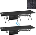 ICECO Camping Cot with Camping Blanket for Adults 900D Oxford Fabric Height Adjustable with Cot Leg Extenders Sleeping Cot for Camping Hiking Beach Home Lightweight Comfortable(L-Black)