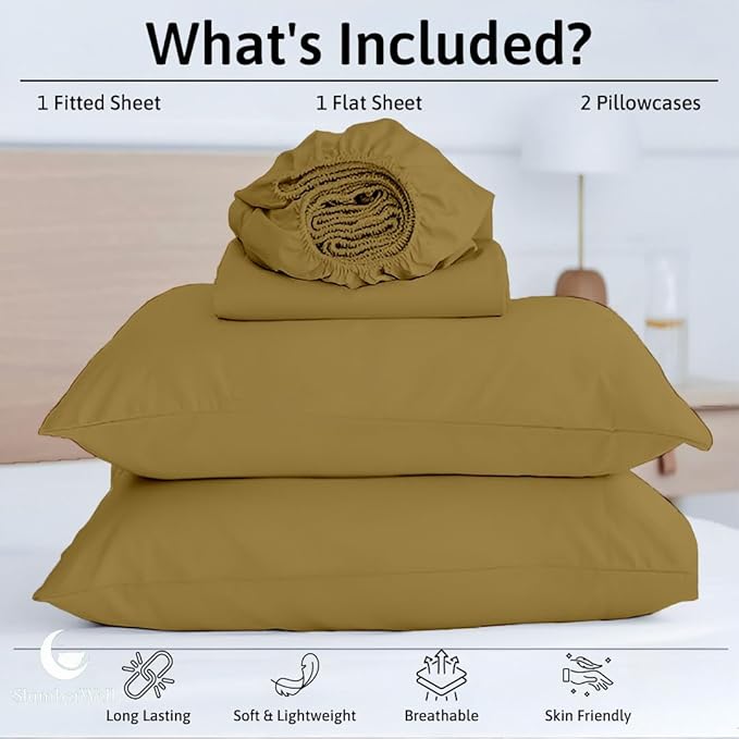 SlumberWell 4 Piece Luxury Soft Microfiber Fitted Bed Sheet Set for Campers 6 to 12 Inch Deep Pocket RV Bunk 35 x 79 Taupe