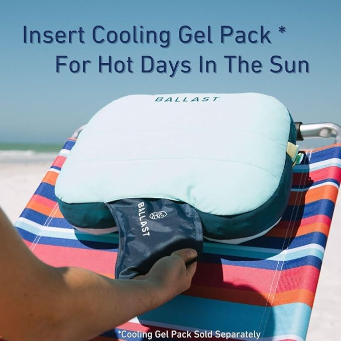 Ballast Beach Pillow – Comfy Durable &amp Compact Stays Put on Windy Beaches with Patented Sand Pouch Inflatable Pillow for Beaches Pools Camping Festivals and Travel (Retro Palm)