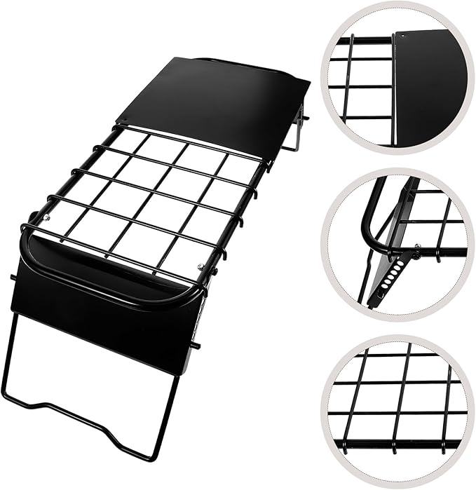 Portable Folding Camping Table with Mesh Top Adjustable Height Metal Frame Lightweight Outdoor Picnic and BBQ Table for Hiking Beach and Travel Use