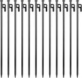 12 Pcs 16 Inch Tent Stakes Heavy Duty Metal Tent Pegs Camping Steel Tent Stakes for Unbreakable and Inflexible Camping Backyard Rocky Ground