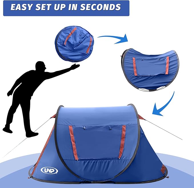 Pop-up Tent2 Person Camping TentInstant Portable Beach TentEasy Pop Up Shade Tents 2 Doors for Camping Hiking &amp Traveling with Carrying Bag