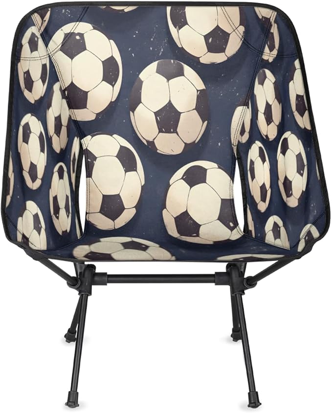 Sports Soccer Navy Camping Chair Folding Backpacking Chair Portable Lightweight Outdoor Chairs with Side Pockets for Hiking Beach Picnic