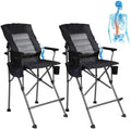 REDCAMP Oversized Tall Camping Chair for Adults with Adjustable Backrest 2 Pack Portable High Folding Directors Chair Foldable Bar Height Stool with Makeup Pocket for Lawn Sport Face Painting Black