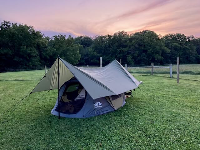 Night Cat Pop-up Camping Tent with Waterproof Tarp: 2 Person Tent Waterproof Instant Easy Setup Family Tent Combo Set