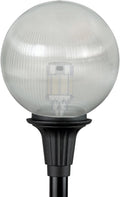 KASTLITE Premium Lamp Post Globe Combo Lighting Fixture | 16 Prismatic Lens with Black Aluminum Heavy Duty Fitter for 3 Diameter Posts (Post Not Included) | Comes with Adjustable LED Bulb