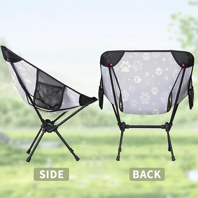 Black Gold Dog Pattern Camping Chair Lightweight Portable Chairs for Adults Easy Installation Outdoor Foldable Camping Chair for Camping Fishing Hiking Picnic Beach