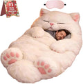 Fluffy Cat Sleeping Bag for Adults Cat Shaped Cozy Animal Sleeping Bag Cushion for Indoor Relaxing Camping &amp Lounge Use
