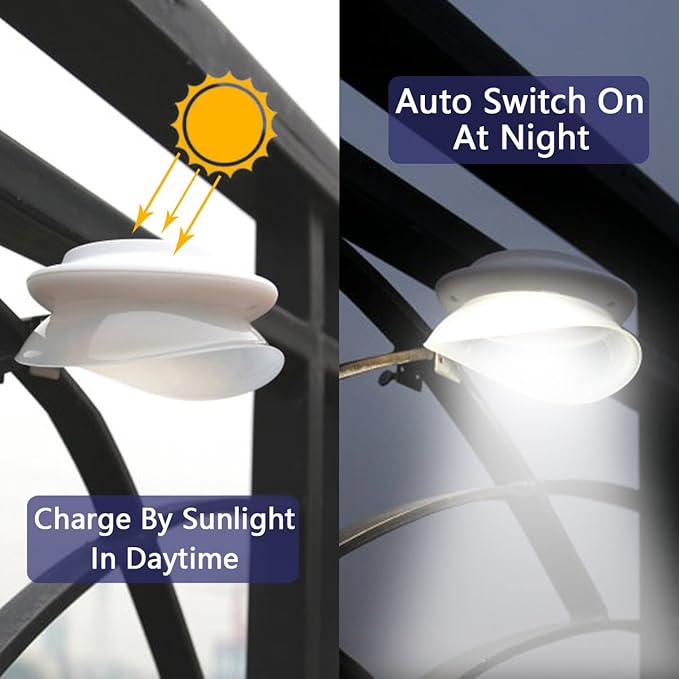 Solar Gutter Lights Outdoor 9 LED Super Bright Waterproof Wireless Security for Garden Wall Yard Deck