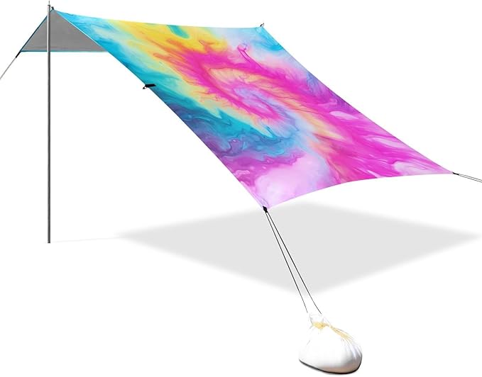 Color Tie-dye RainbowCamping Sun Shelters 9.2 x 10.5 FT Beach Canopy Tent Sun Shade with Carrying Bag for Camping Trips Fishing Backyard Fun or Picnics 21341528