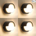 Outdoor Wall Light 4 Pack - Minimal Design Wall Sconce - Modern Black Round Lights - Warm 3000K - For Corridor